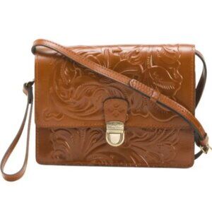 PATRICIA NASH LEATHER LANZA CROSSBODY/WRISTLET FLORENCE TAN CONVERTIBLE BROWN